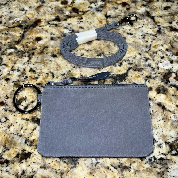 Vera Bradley Zip Id & Lanyard In Carbon Gray - Picture 2 of 2
